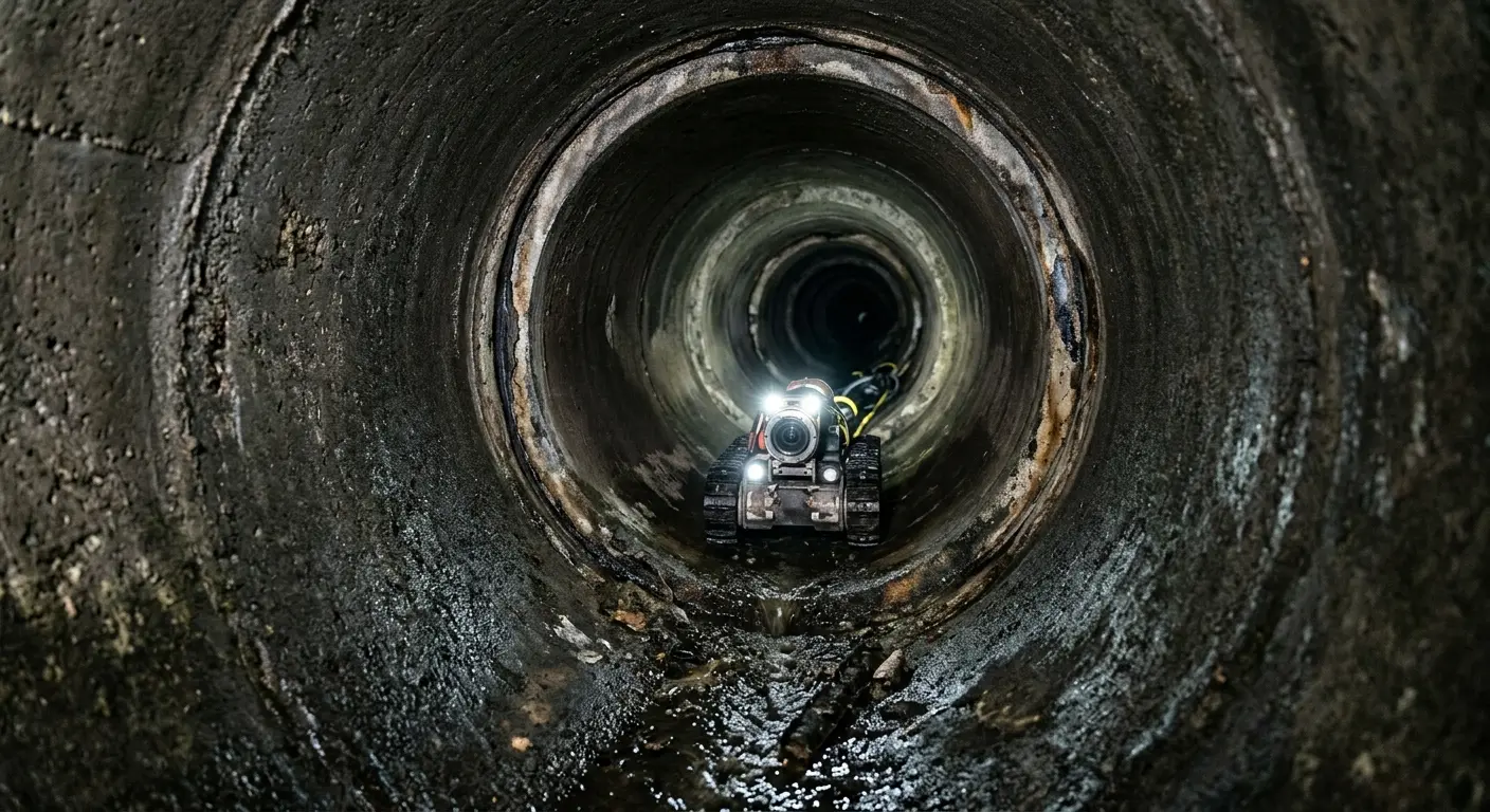 Robotic sewer camera inspecting pipe interior for Sewer Line Repair in University Park